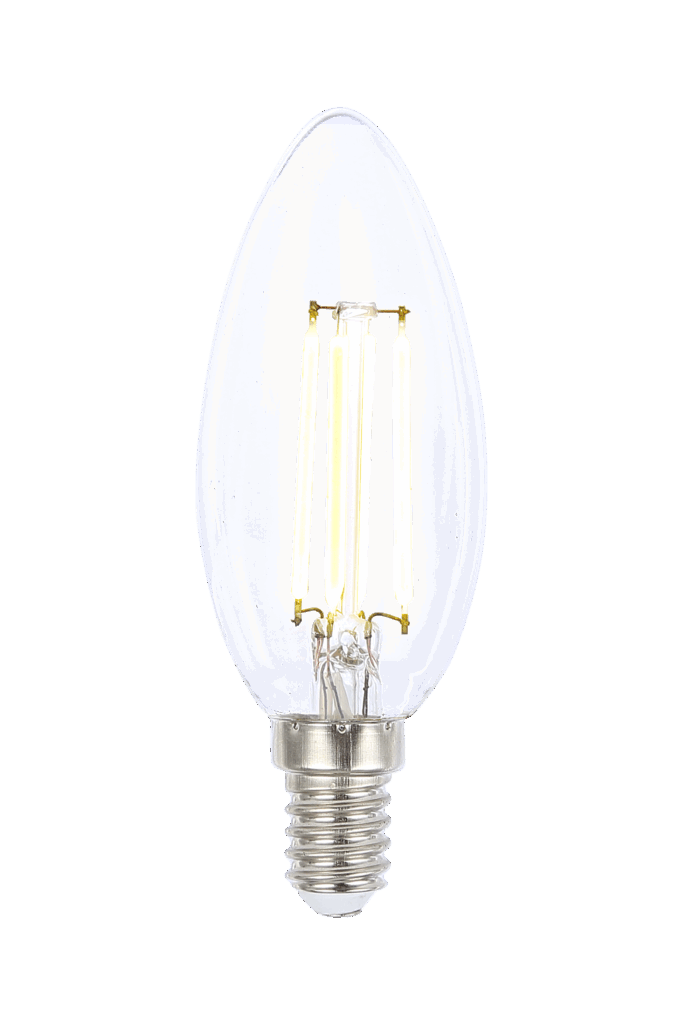Candle E14 4W LED filament 2700K, clear