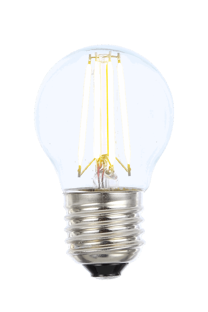 Round E27 4W LED filament dimmable 2700K, clear