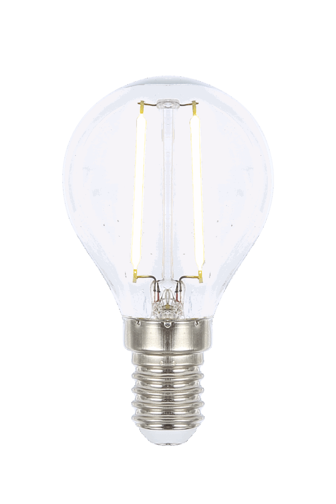 Round E14 2W LED filament 2700K, clear