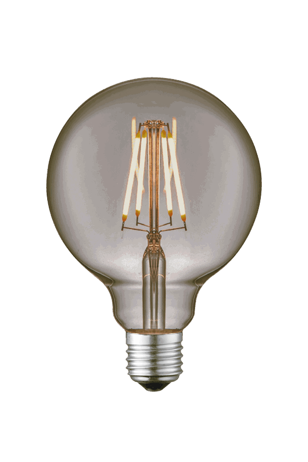 Glob G95 E27 8W LED filament dimbar 2000K, rök