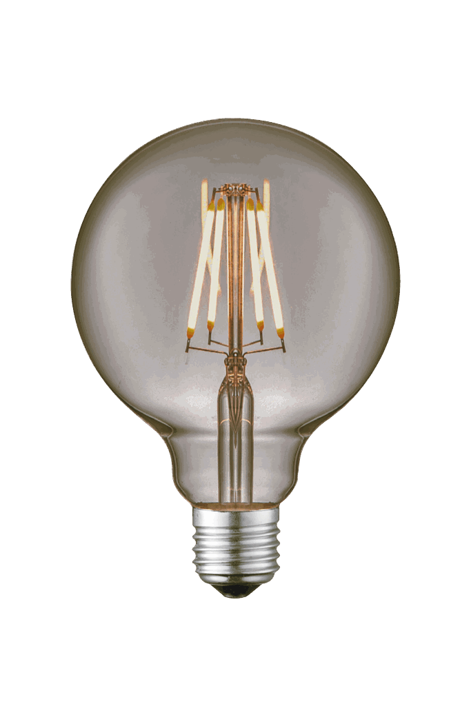 Glob G95 E27 8W LED filament dimbar 2000K, rök