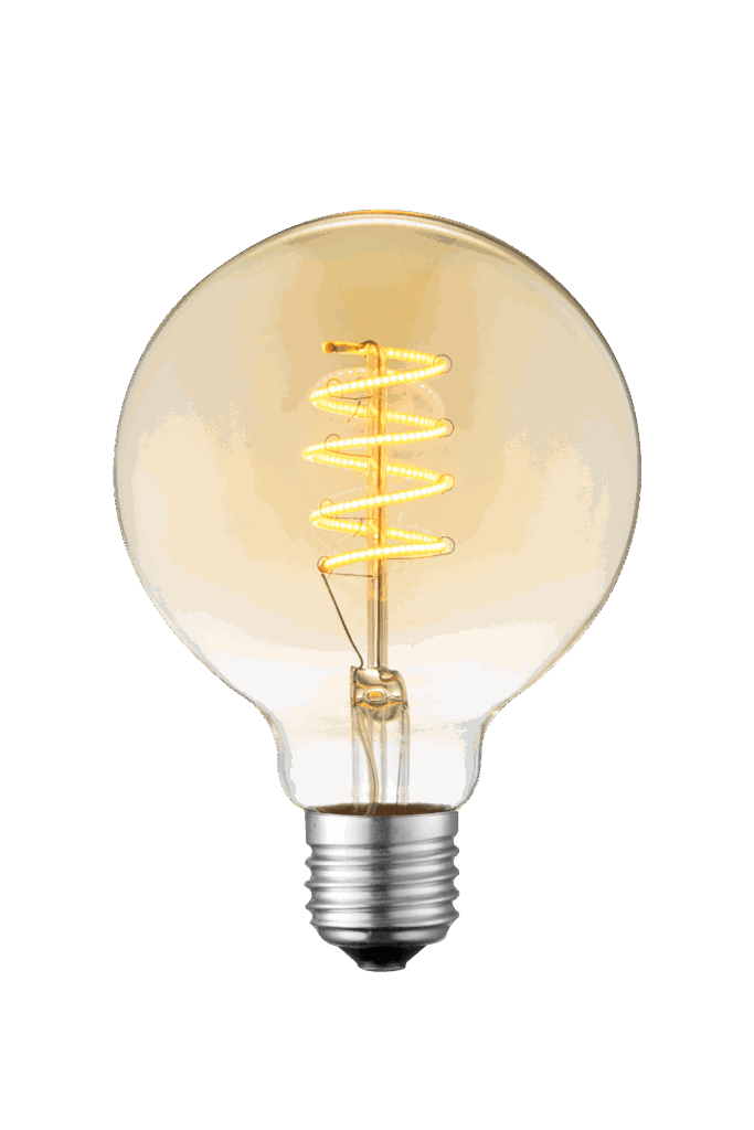 Glob G95 6W LED spiral dimbar 1800K, amber