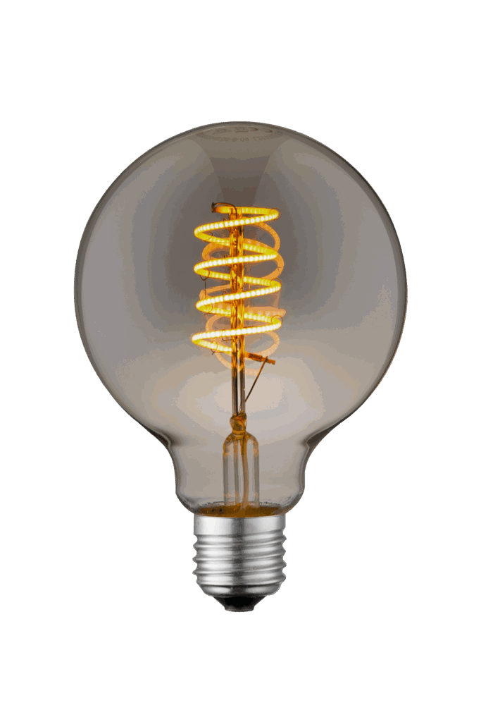 Glob G95 E27 6W LED spiral dimbar 2000K, rök