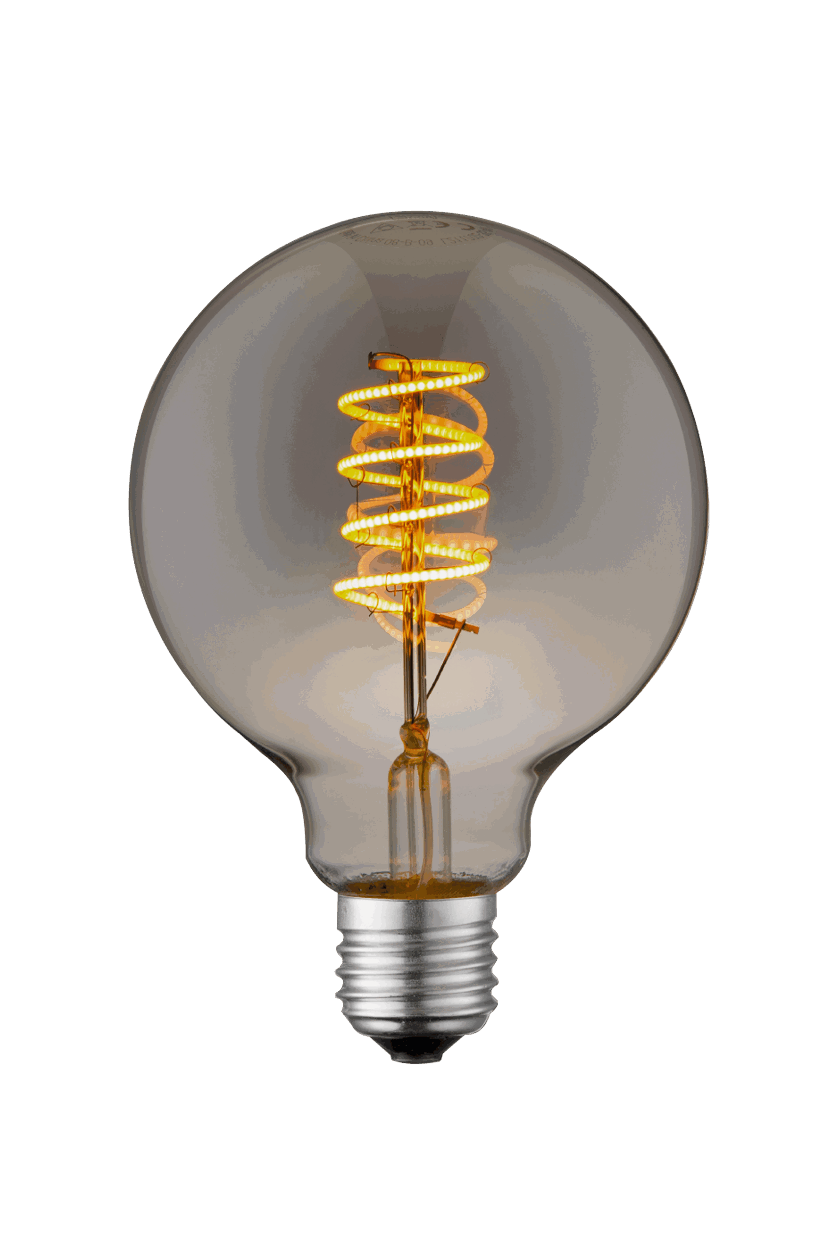 Glob G95 E27 6W LED spiral dimbar 2000K, rök - Bild 1
