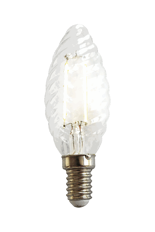 Vridd Mignon 2W LED filament E14, klar