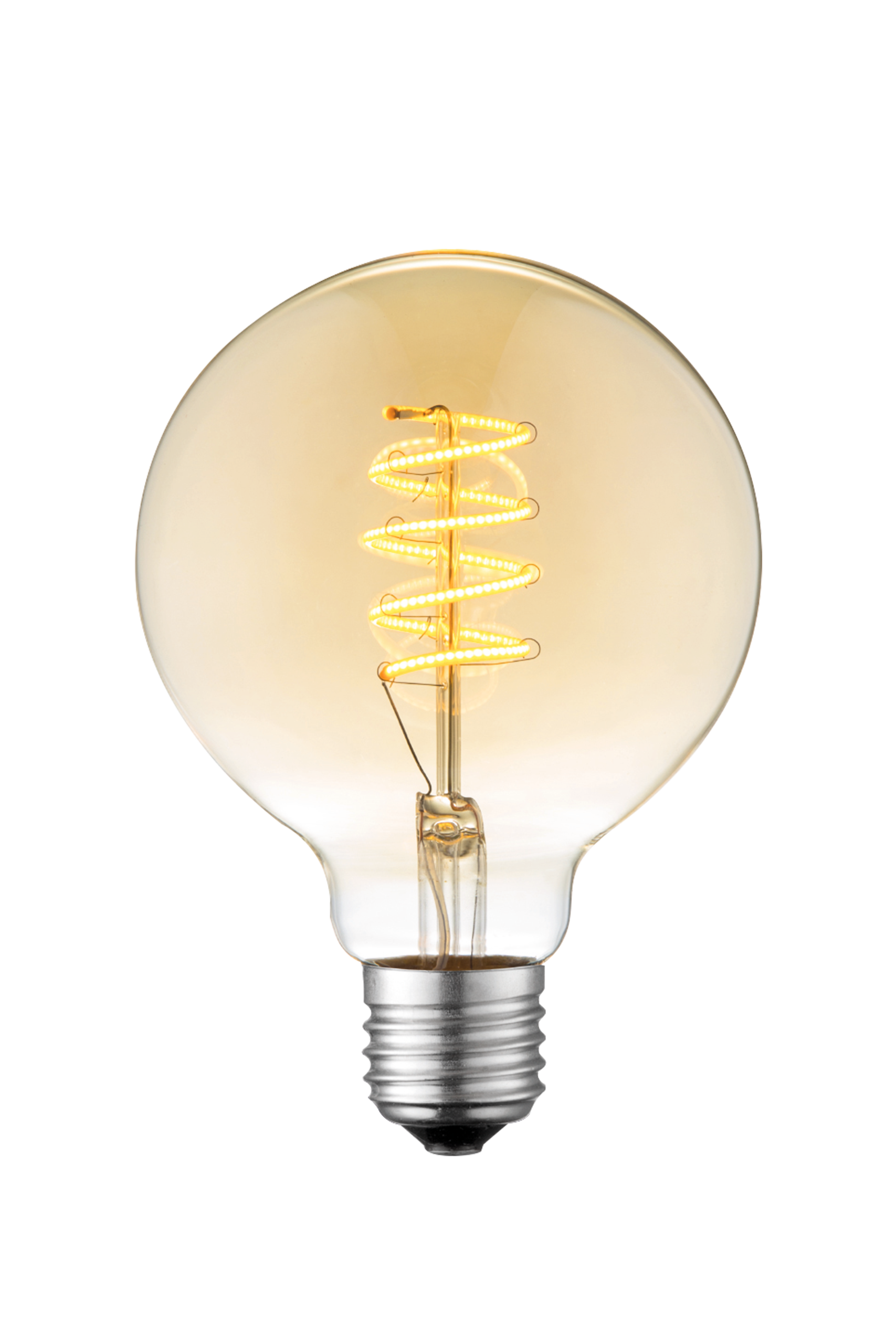 Globe G95 6W LED filament dimbar spiral, amber - Bilde 1